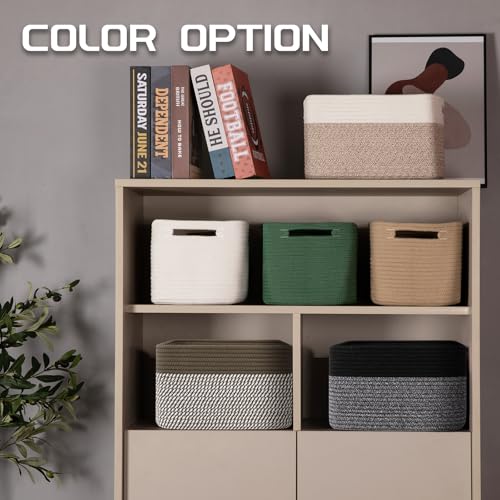 4 Pack Storage Baskets for Organizing, Woven Baskets for Shelves - Perfect for Toys, Books, Towels, and Clothes, Durable Gift Basket Bins Toy Storage, 12.7''Lx9''Wx7.8''H, Dark Grey and Black - color: Dark Grey & Black, size: Small/12.7''Lx9''Wx7.8''H
