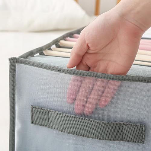 7-Compartment Clothing Organizer for Jeans and Shirts, Foldable Fabric Storage Box with Handles, Closet Drawer Solution - color: Grey2, size: 14X9.8X7.8inch