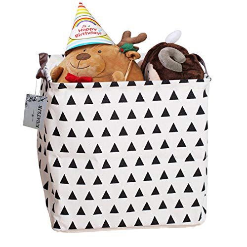 Square Canvas Toy Storage Bins Basket with Handle Collapsible Toy Organizer for Nursery Storage, Kid's Toy & Laundry, Gift Basket (Triangle) - color: Triangle