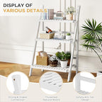 oakvivo Bamboo Bookshelf 3-Tier Ladder Shelf, 39.4” Freestanding Open Bookcase Book Shelf Bathroom Storage Shelf Unit Plant Stand for Small Space, Living Room, Bedroom, Home Office, White - color: 3-tier White