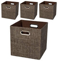 Posprica Storage Bins Cube Containers Boxes,Thick and Heavy Duty Fabric Drawers, 11×11 inch- Set of 4,Brown - color: Brown, size: 11×11×11/4pcs