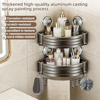Corner Shower Caddy,Suction Cup Shower Bathroom Wall Shelf,No Drill Rust Proof Aluminum Organizer with Hooks,Floating Rack for Inside (Suction Cup Corner Shower Caddy,2 Tier,Gray) - style: Suction Cup Corner Shower Caddy ,2 Tier ,Gray