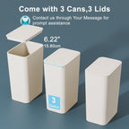 N. NETDOT 3 Pack 3 Gallon Small Trash Can with Lid, Bathroom Garbage Can with Pop-Up Lid, Waste Basket for Bathroom, Kitchen, Bedroom, Powder Room, Craft Room, Office, College (Off White) - color: 3gal Off White