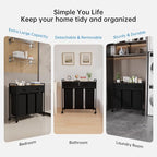 Laundry Sorter with 3 Section Pull Out Bags Rolling Laundry Basket Organizer with 2 Drawers Laundry Hamper with Shelves and Wheels for Laundry Room, Bathroom, Bedroom Organization (1 Tier) - size: 1 Tier