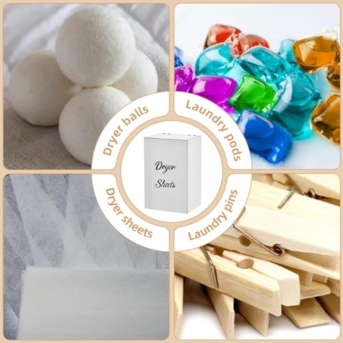 Magnetic Dryer Sheet Holder for Laundry Room Organizition ,Metal Dryer Sheet Container with lid,Dryer Sheet Dispenser,Wall Dryer Sheet Box,Fabric Sheet Holder,Laundry Detergent Sheets Dispenser - color: white with magnetic