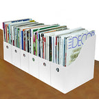 Evelots Magazine File Holder -Set of 6 White - Office Desk Organizer - Sturdy Cardboard - New Upgraded Double Front Panel -4" Wide-Easy Assemble - color: White, size: Set of 6