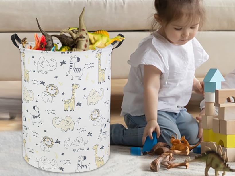 Baby Laundry Hamper Basket Baby Hamper for Nursery Boy and Girl Cute Kids Toys Storage Bin Organizer Animal Room Decor(Animals) - color: Animals