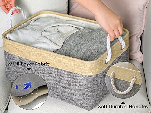TheWarmHome Storage Bins for Organizing,Sturdy Storage Basket, Decorative Foldable Storage Baskets for Shelves Closet Toy (Gold&Grey Medium - 3 Pack 13.8L×9.8W×6.7H inch) - color: Gold&Grey, size: 3PCS/Medium -13.8Lx9.8Wx6.7H