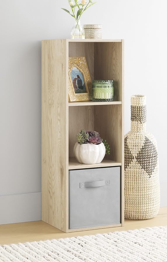 Whitmor Bookcase Storage Organizer, 3 Tier Stackable MDF Bookshelf, Open Storage Display Shelf - color: Sonoma Oak, size: 3 Cube, 12.7"L x 11.7"W x 35.5"H
