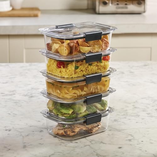 Rubbermaid Brilliance Tritan Plastic Food Storage Containers BPA Free Airtight Lids Ideal for Lunch Meal Prep & Leftovers Set of 5 (3.2 Cup) - size: 3.2 cup (10-Piece)