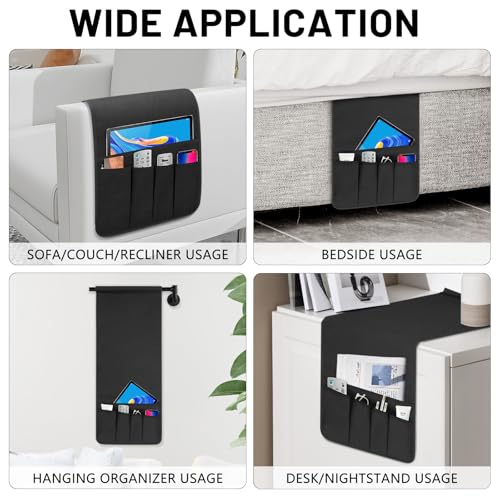 Non-slip Couch Organizer Armchair Caddy, Oxford TV Remote Control Holder Bedside Caddy with 5 Pockets for Key Glasses Phone Magazine Holders. - size: 35"x12.4"