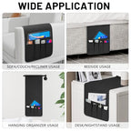 Non-slip Couch Organizer Armchair Caddy, Oxford TV Remote Control Holder Bedside Caddy with 5 Pockets for Key Glasses Phone Magazine Holders. - size: 35"x12.4"