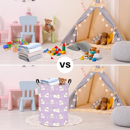 FANKANG Storage Basket, Nursery Hamper Canvas Laundry Basket Foldable with Waterproof PE Coating Large Storage Baskets for Kids Boys and Girls, Office, Bedroom, Clothes,Toys(Cat) - color: Cat