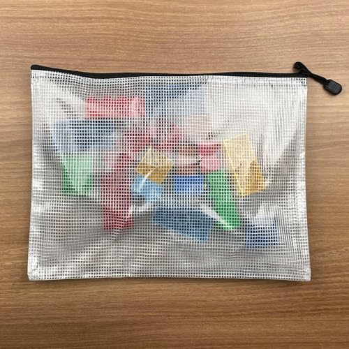 Plastic Mesh Zipper Pouch Document Folders Bag Zip File Bags for Office Supplies Storage-15 Pcs (Black, 9"x 13") - color: Black, size: 9"x 13"