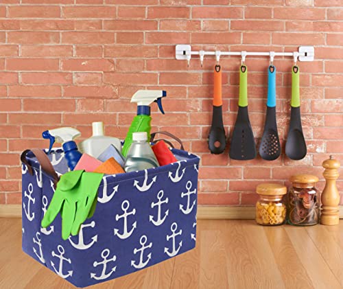 Rectangular Kids Storage Bins,Boys Baskets,Collapsible Anchor Organizer Bin with Handles for Nautical Nursery Decor,Clothes Storage,Book Basket,Gift Basket.( Anchor) - color: Navy blue anchor