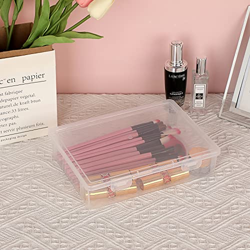 BTSKY Clear Plastic Storage Box with Flap Lid, Multipurpose Craft Organizers and Storage Box Art Supply Storage Organizer Plastic Sewing Box for Beads Pencils Notebooks, 4 Pack Small - size: Small-4 Pack