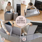 Zebra Baby Extra Large Toy Box Chest for Kids — Collapsible Toy Storage Organizer with Lid, 40" Wide, Removable Dividers, Boys & Girls - color: Grey