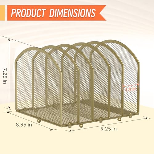 MINDEPOT Desk File Organizer 5 Sections Desktop Organizer File Sorter Office Organization File Folder Holder for Office School & Classroom (Gold, 5 Section - 1Pack) - color: Gold, size: 5 Section - 1Pack