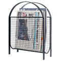 MyGift Mid-Century Design Magazine Rack, Matte Black Tone Metal Mesh Freestanding Magazine Organizer Holder Sling - color: Black