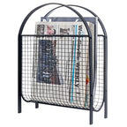 MyGift Mid-Century Design Magazine Rack, Matte Black Tone Metal Mesh Freestanding Magazine Organizer Holder Sling - color: Black