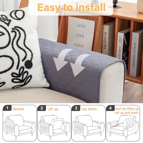 Sofa Armrest Organizer Waterproof Armchair Caddy for Couch Remote Control Holder for Recliner Non Slip Recliner Caddy with 6 Pockets for Magazine, Tablet, Phone, iPad, Gray - color: Gray