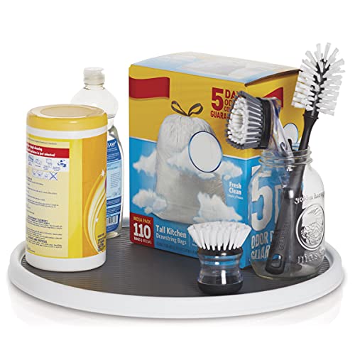 Copco 18-Inch Lazy Susan Turntable Organizer, Non-Skid Pantry or Cabinet Spinner for Spices, Condiments, and Bottles, Durable White/ Gray Design - color: White/Gray