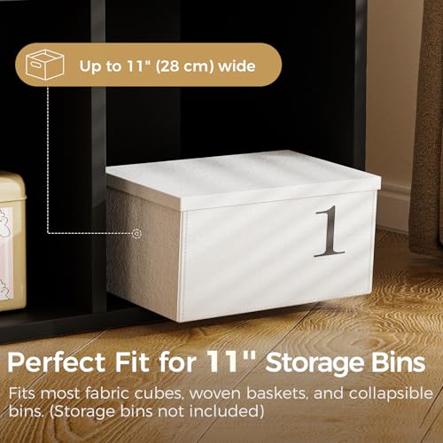 COMHOMA 9 Wood Cube Storage Organizer with Open Back and Removable Back Panels, 11In Black Cube Storage Bookshelf, Cubicle Shelf Bookcase for Home Office Bedroom Living Room, Vertical or Horizontal - color: 9 Cube Black