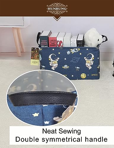 HUNRUNG Rectangle Storage Basket Cute Canvas Organizer Bin for Pet/Children Toys, Books, Clothes Perfect for Rooms/Playroom(Rec-Blue Space Astronaut) - color: Rec-Blue Space Astronaut