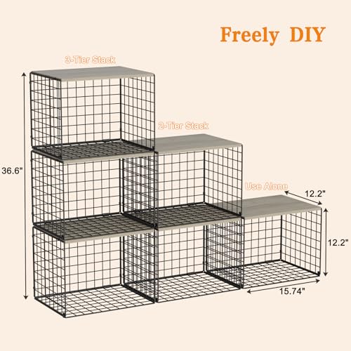 Extra-Long Closet Organizers and Storage with Top Board, 3 Pack Stackable Closet Shelf Organizer, Double Storage Design Clothes Storage Cube/Bin Organizer for Wardrobe,Space-Saving, Black,Sturdy,Metal - color: BLACK, size: 15.74"（L）*12"（W）*12.2"（H）