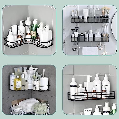 4 PCS Corner Shower Caddy Adhesive Sticker Replacement Hook, for Shower Caddy Bathroom Rack Shelf Soap Dish Basket Wall Hanging Hook with Strong Sticky, No Drilling Bath Toilet Kitchen Organizer - color: 3 hooks