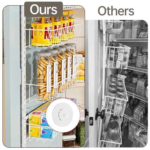Delamu Adjustable Cabinet Door Organizer, 6-Tier Hanging Spice Rack Organizer, Metal Over the Door Pantry Organizer, Pantry Organizers and Storage Shelves for Kitchen Bathroom Laundry Room, White M - color: White, size: 6 Tier-Medium