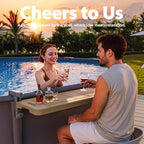 POOLHACKER Poolside Bar, [Original] Swim Up Bar Exclusively for Above-Ground Round Pools. Patio Poolside Table Smart Fold Easy Maintenance, Weather Resistant Stable Tabletop (Amber Brown) - color: Amber Brown