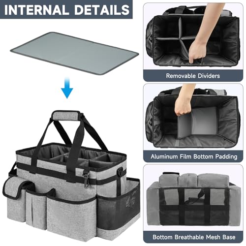 Cleaning Caddy Bag,Large Cleaning Supplies Organizer with Handle for Housekeepers,Gray - color: Grey, size: Large
