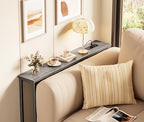 SUPERJARE 5.7 Inch Console Table with Outlet, Sofa Table, Behind Couch Table, 5.7 x 39.4 x 29.7 Inches, Metal Frame, Charging Station, Charcoal Gray - color: Charcoal Gray, size: 5.7''D x 39.4''W x 29.7''H