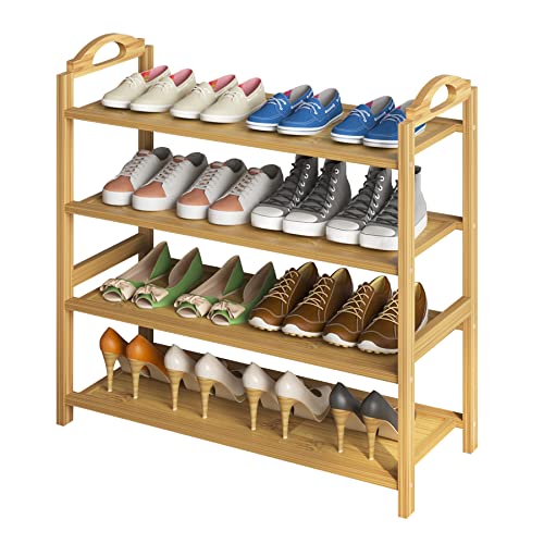 UDEAR Bamboo Shoe Rack 4-Tier Shoe Storage Organizer Entryway Shoe Shelf - size: 4-Tier