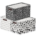 Geelin 3 Pcs Valentines Baskets Storage Valentine's Day Basket for Gifts Collapsible Waterproof Canvas Black and White Heart Storage Bin Organizer with Handles for Book Closet Shelf Nursery Decor - style: Valentines Black and White