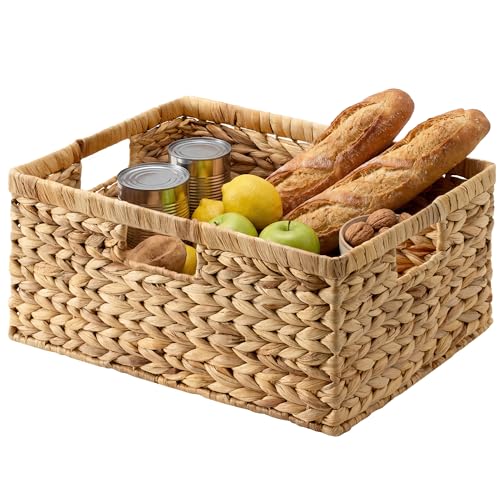 StorageWorks Extra Large Wicker Baskets for Organizing, Water Hyacinth Storage Basket with Built-in Handles, 1 Pack - color: Natural (Water Hyacinth), size: 16 ½"L x 13"W x 7 ½"H