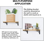 Folding Shelf Brackets - 12 Inch 2 Pcs Heavy Duty Shelf Brackets, Collapsible Shelf Bracket, DIY Wall Mounted Foldable Shelf, Table Brackets, Space Saving with Screws - size: 12 Inch- 2 Packs