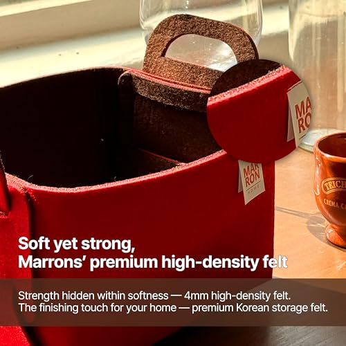 Collapsible Felt DEEPGREENRED Storage Bin Small 7.1"x5.1"x5.1" – Foldable Basket with Handles for Closet, Storage, Laundry Room Organization, Decorative Storage Baskets for Shelves - color: DEEPGREENRED, size: SMALL