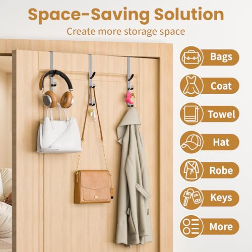 Over the Door Hooks hanger,over the door towel hook Organizer hanging for coat clothes backpack hat purse Metal Towel Rack Back of Shower for Bathroom,Dorm,Bedroom,Kitchen,Office Closet (Black-3Packs) - color: Black, size: 3 Pack