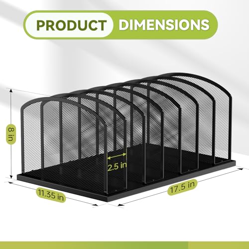 MINDEPOT Desk File Organizer 7 Sections Upright Mesh File Sorter Organizer for Desk, Office Organization File Holder for Home, Office & Classroom (Black, 2Pack) - color: Black, size: 2Pack