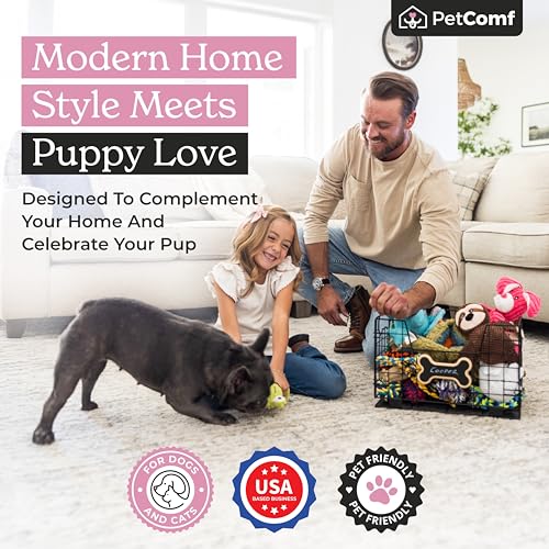 Metal Dog Toy Basket for Dogs and Cats (15” x 10” x 9”) - Heavy-Duty Storage Bin Holds Pet Chew Toys, Bones, Ropes, Blankets, Towels, Treats - Large Dog Toy Box for Living Room Area Organization