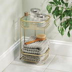 iDesign 2-Tier Bathroom Freestanding Square Shower Caddy Organizer - Gold - color: Gold