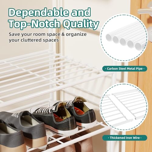 SUFAUY 3 Tier 33" Wide White Metal Shoe Rack for Closet, Stackable - color: White, size: 3 Tier