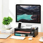 Marbrasse Monitor Stand Riser, 16.5 Inch 2 Tier Computer Printer Shelf Stand for Laptop Computer Screen Storage, Desktop Stand with Phone Holder and Cable Management Black - color: Black
