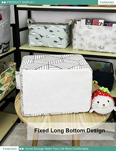 FANKANG Storage Basket,Nursery Hamper Canvas Laundry Basket Foldable with Waterproof PE Coating Storage, Office, Bedroom, Clothes,Toys (L, REC-Diamond) - color: REC-Diamond
