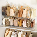 Stackable Bag & Purse Organizer for Closet Shelf Acrylic Shelf Dividers for Closet Organization, Clear Handbag Purse Storage Organizer Divider, Keep Clutch, Wallet, Pocketbook Upright, 4 Pack - size: 4 Set
