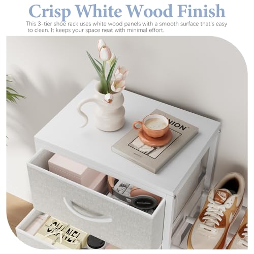 Cidaziya Expandable Closet Organizers and Storage, 4 Drawer Dresser, White Fabric Storage Dresser, Clothes Shelves for Kids, Purse Organizer Small Shoe Rack for Closet Bedroom - size: 11.8"D x 43.4"W x 29.8"H (4 Drawers)