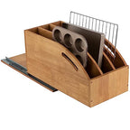 DINDON Pull Out Cabinet Organizer for Pans, Pot lid, Cookie Sheet, Cutting Board, Baking Tray, Slide Out Kitchen Cabinet Storage Organizer, 10.5''W X 21"D X 10.6"H, Wood - size: 10.6"H