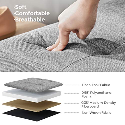 SONGMICS MAZIE Collection - 43 Inches Storage Ottoman, Foldable Storage Bench with Flipping Lid, 660 lb Load Capacity, for Entryway, Living Room, Bedroom, Light Gray ULSF71G - color: Light Gray, size: 15"D x 43"W x 15"H